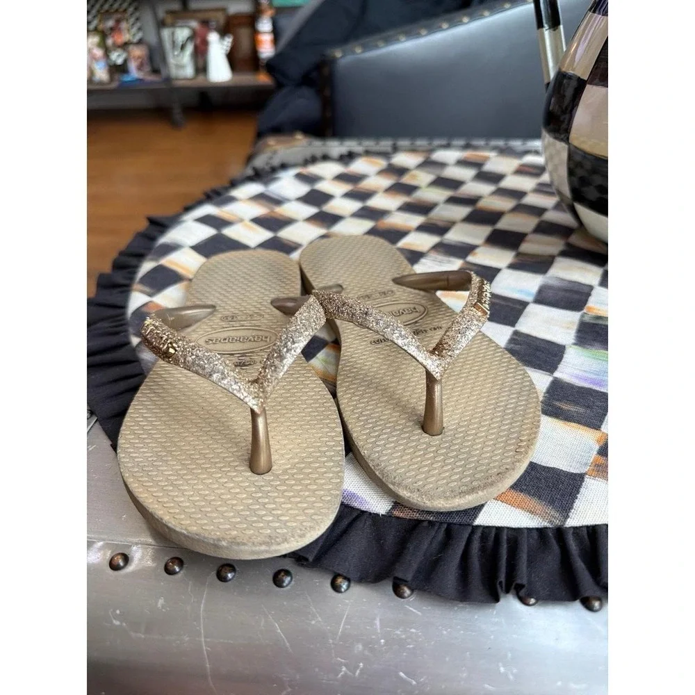Havaianas Girl's Slim Glitter gold 13-1